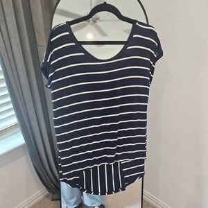 Cable & Gauge Dark Blue and White Striped Tee